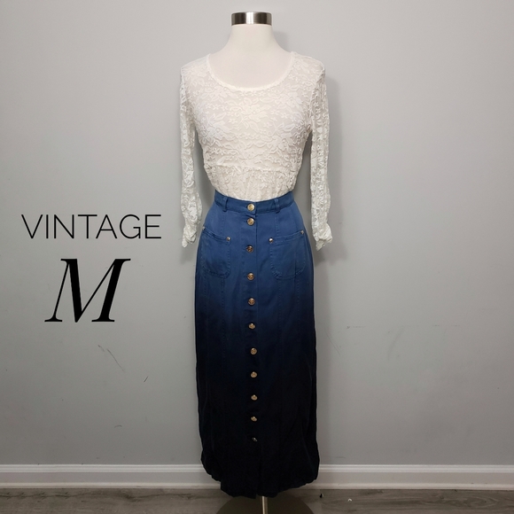 VINTAGE JEVNS votre nom ombre midi button skirt - Picture 1 of 7